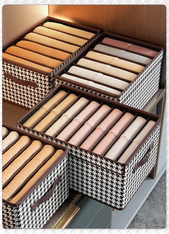 Fabric Foldable Wardrobe Clothes Storage Box with Cover.